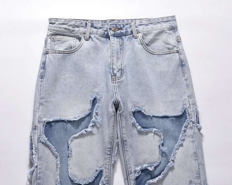 best Vintage Street Doctored Foot Patchwork Worn Jeans 0 shop online at M2K Trends for