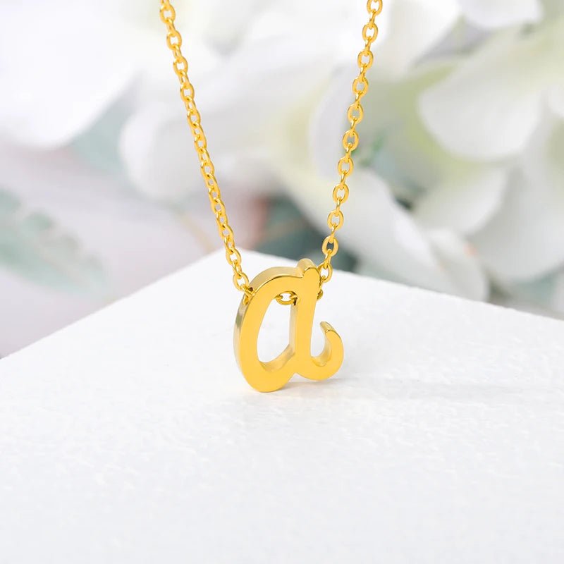 best Vintage Tiny Initial Letter Necklaces For Women Stainless Steel Old English Letter Necklace Birthday Gothic Jewelry Gift Femme shop online at M2K Trends for
