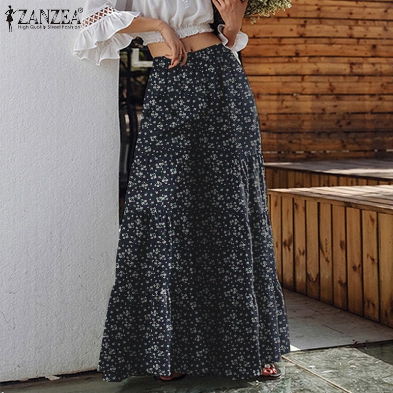 best Vintage Women's Wide Leg Trousers ZANZEA 2023 Solid Pants Casual Elastic Waist Long Pantalon Palazzo Female Turnip 0 shop online at M2K Trends for
