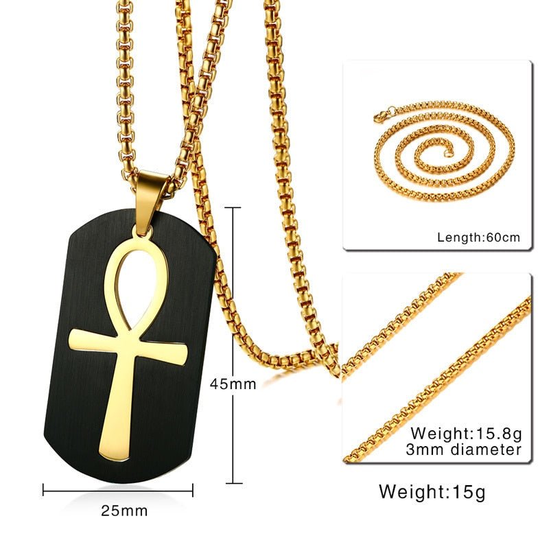 best Vnox Removable Ankh Cross Necklace for Men Gold Color Stainless Steel Cut Out Crux Ansata Key To Life Egypt Pendant Box Chain 0 shop online at M2K Trends for