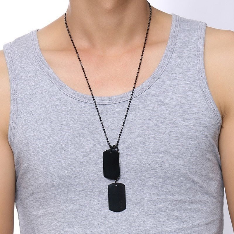 best Vnox Stainless Steel Double Dog Tag Necklace for Men High Polished Pendant ID Men Jewelry 24" Chain Necklace 0 shop online at M2K Trends for