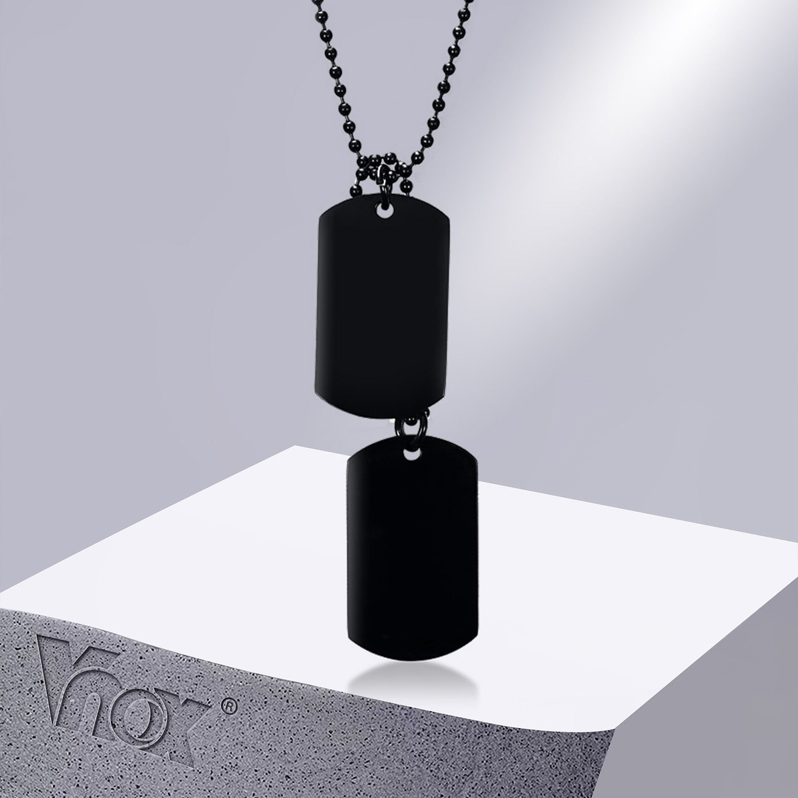 best Vnox Stainless Steel Double Dog Tag Necklace for Men High Polished Pendant ID Men Jewelry 24" Chain Necklace 0 shop online at M2K Trends for