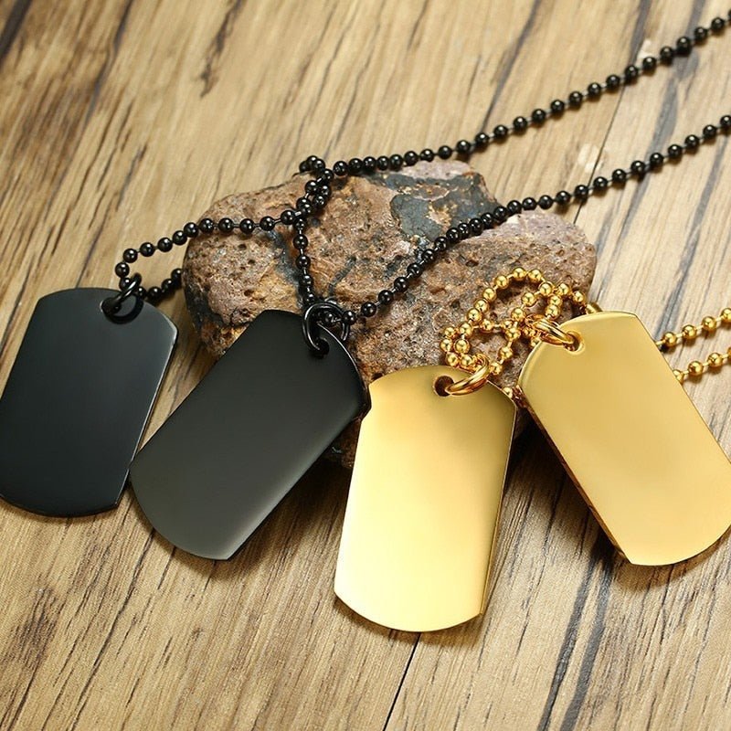 best Vnox Stainless Steel Double Dog Tag Necklace for Men High Polished Pendant ID Men Jewelry 24" Chain Necklace 0 shop online at M2K Trends for