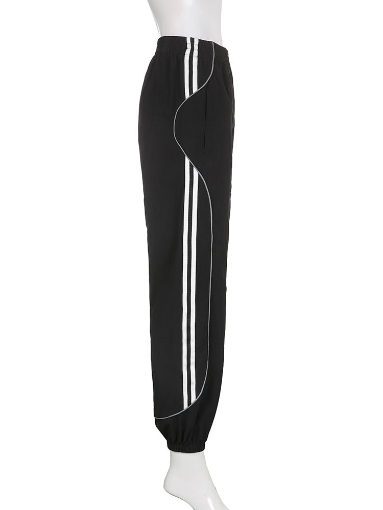 best Weekeep Black Sweatpants Elastic Low Waist Straight Sports Jogging Capris Korean Fashion Streetwear Casual Pants for Women Basic 0 shop online at M2K Trends for