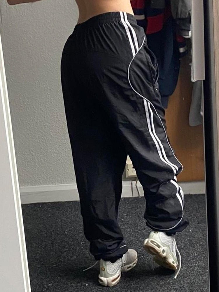 best Weekeep Black Sweatpants Elastic Low Waist Straight Sports Jogging Capris Korean Fashion Streetwear Casual Pants for Women Basic 0 shop online at M2K Trends for