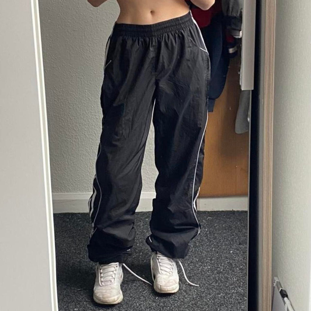 best Weekeep Black Sweatpants Elastic Low Waist Straight Sports Jogging Capris Korean Fashion Streetwear Casual Pants for Women Basic 0 shop online at M2K Trends for