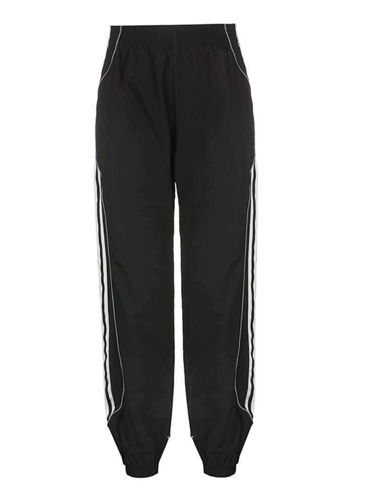 best Weekeep Black Sweatpants Elastic Low Waist Straight Sports Jogging Capris Korean Fashion Streetwear Casual Pants for Women Basic 0 shop online at M2K Trends for