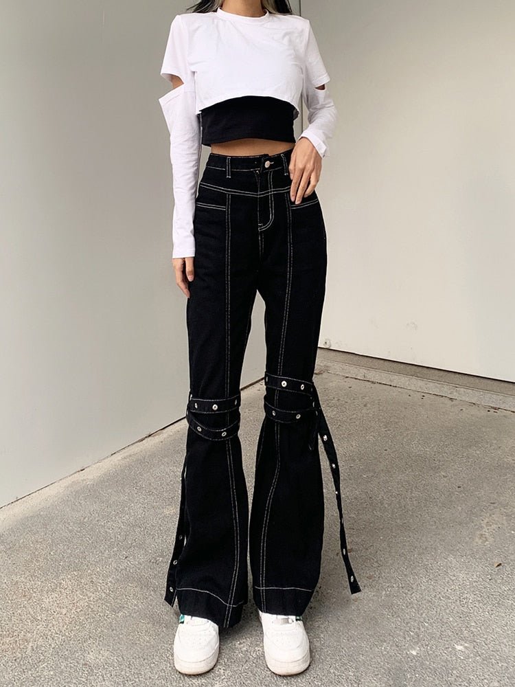 best Weekeep Pockets Patchwork Baggy Jeans Fashion Streetwear 100% Cotton Women Denim Trouser Loose Cargo Pants Korean Jeans Harajuku 0 shop online at M2K Trends for