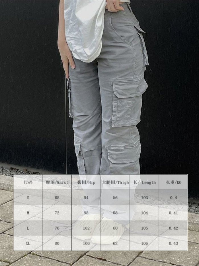 best WeiYao Gray Casual Stitched Pocket Cargo Pants Women Low Waist Vintage Streetwear Jeans Korean Fashion Straight Denim Trousers 0 shop online at M2K Trends for