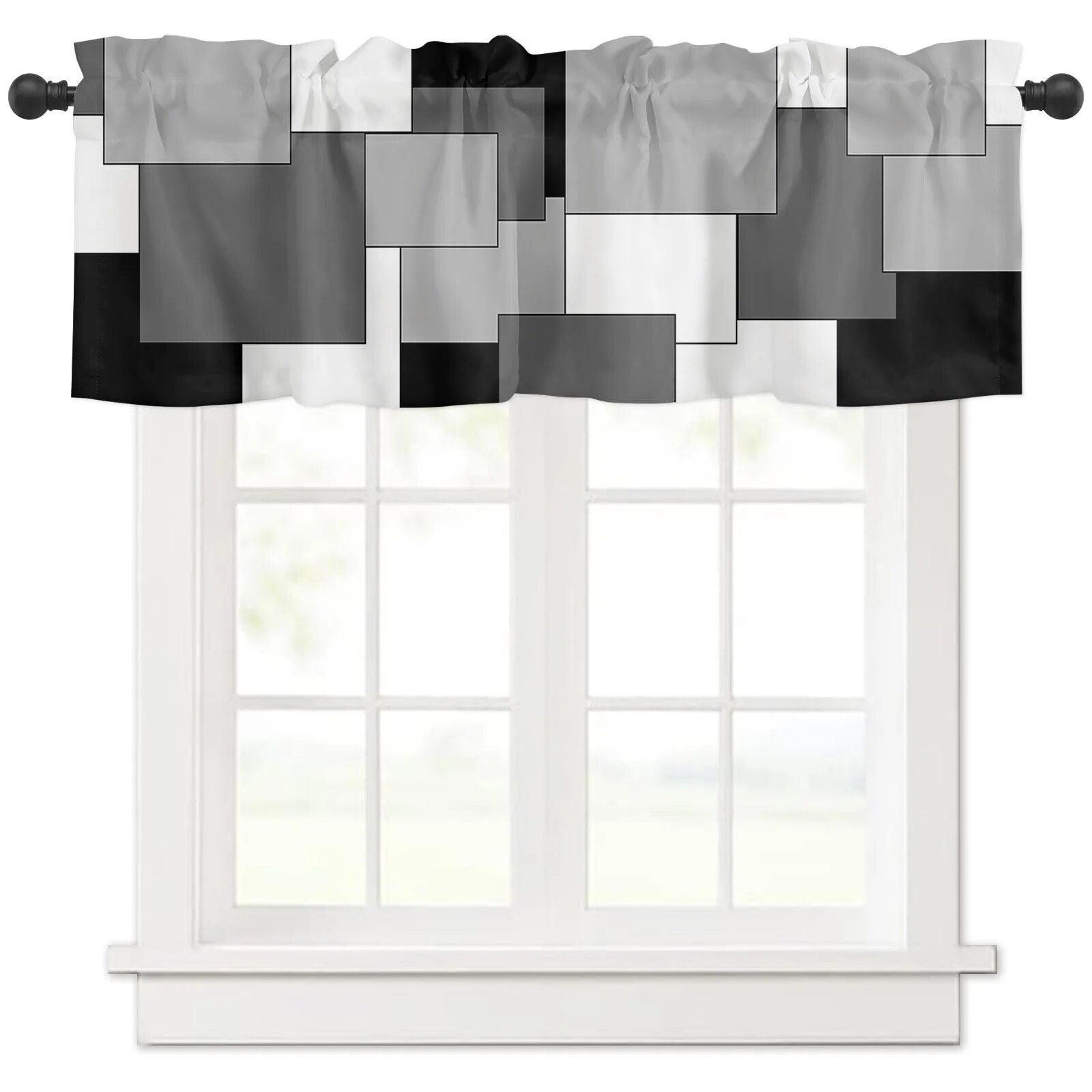 best White Black Grey Patch Abstract Art Curtain Home Decoration Living Room Short Curtains Window Treatments For Kitchen Bedroom shop online at M2K Trends for