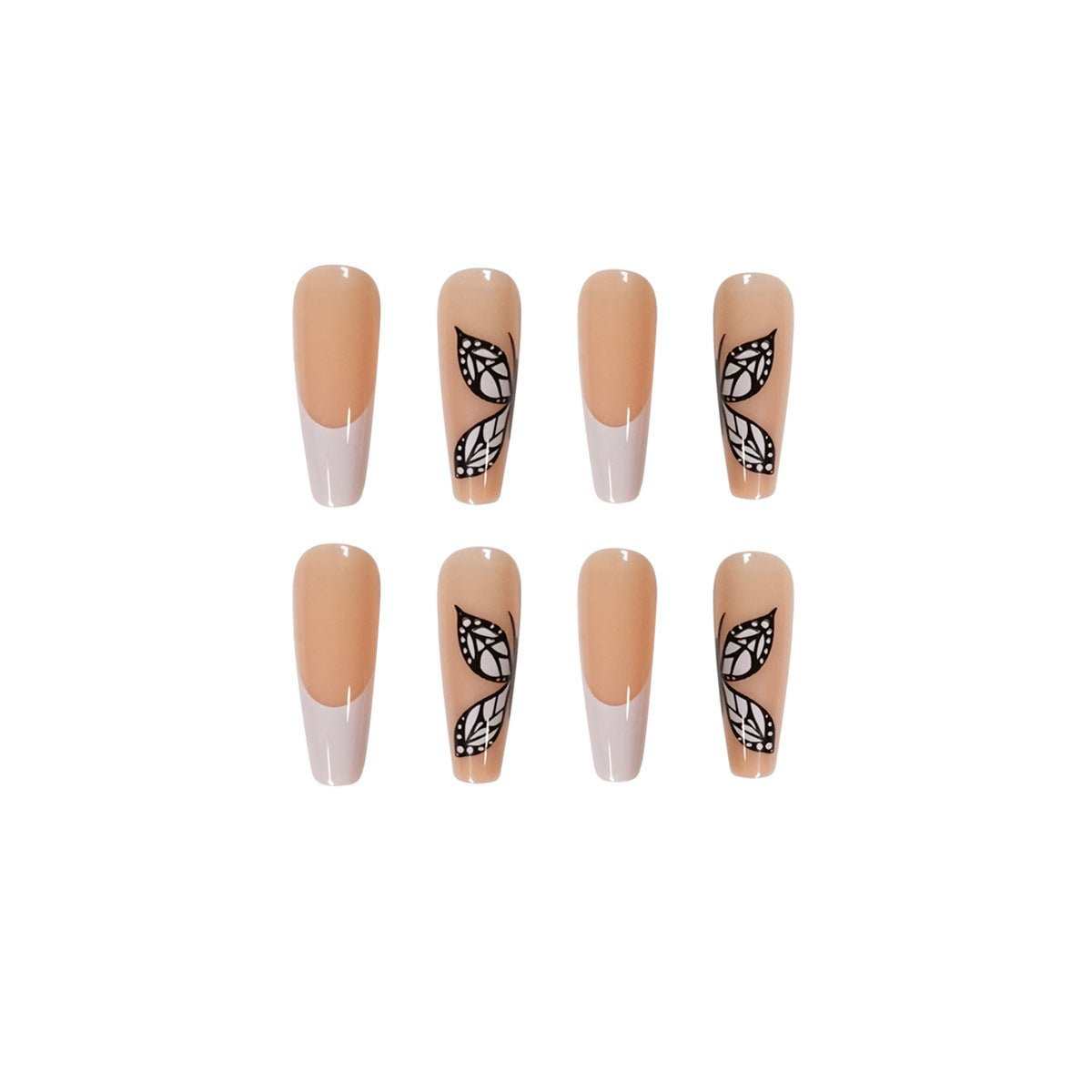 best White French Butterfly Fake Nails Press On Nail Nail Stickers Nail Shaped Piece Wear Finished Nail Beauty Accessories shop online at M2K Trends for