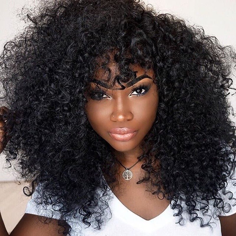 best Wigs, African Short Curly Hair Female Wigs, Fluffy Small Curly Bangs, Long Curly Hair Wigs wig shop online at M2K Trends for