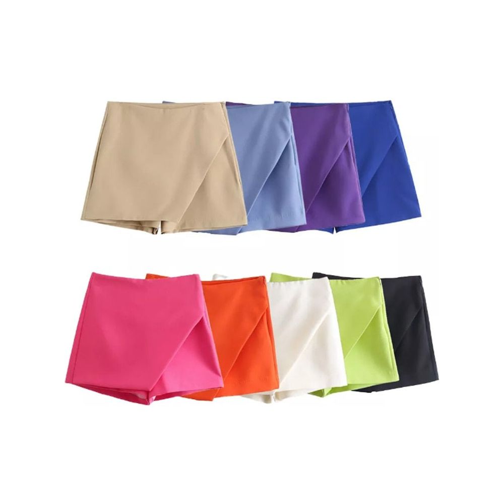best Willshela Women Fashion Asymmetrical Shorts Skirts High Waist Back Pockets Side Zipper Vintage Female Skort Solid 0 shop online at M2K Trends for