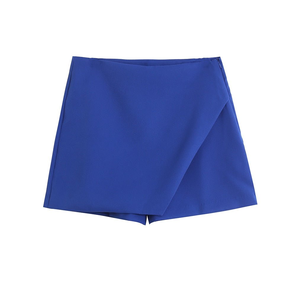 best Willshela Women Fashion Asymmetrical Shorts Skirts High Waist Back Pockets Side Zipper Vintage Female Skort Solid 0 shop online at M2K Trends for
