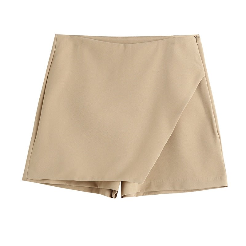 best Willshela Women Fashion Asymmetrical Shorts Skirts High Waist Back Pockets Side Zipper Vintage Female Skort Solid 0 shop online at M2K Trends for