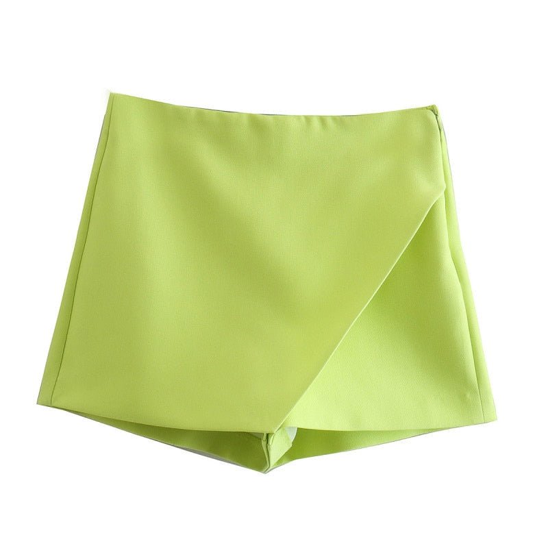 best Willshela Women Fashion Asymmetrical Shorts Skirts High Waist Back Pockets Side Zipper Vintage Female Skort Solid 0 shop online at M2K Trends for