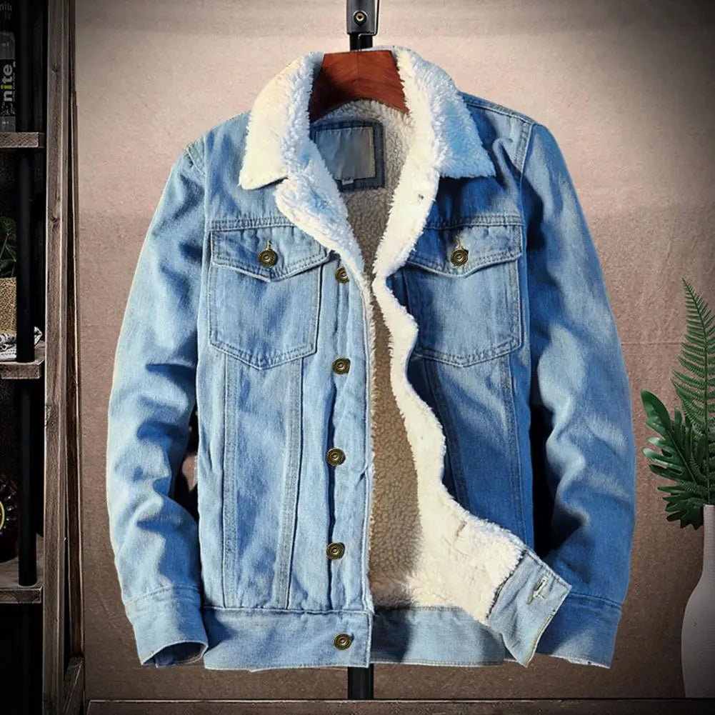 best Winter Mens Denim Jackets Fashion Men Fleece Thick Warm Jeans Jacket Men Casual Slim Outwear Windbreaker Cowboy Coats shop online at M2K Trends for