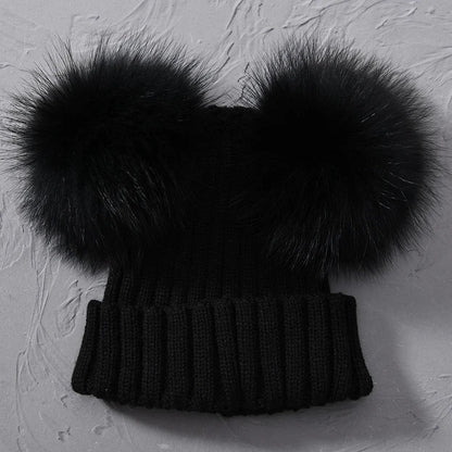 best Winter Real Fur Ball Beanie Hat for Women Ladies Fluffy Double Natural Raccoon Fur Pom Pom Skullies Beanie Hat With 2 Fur Pompom shop online at M2K Trends for