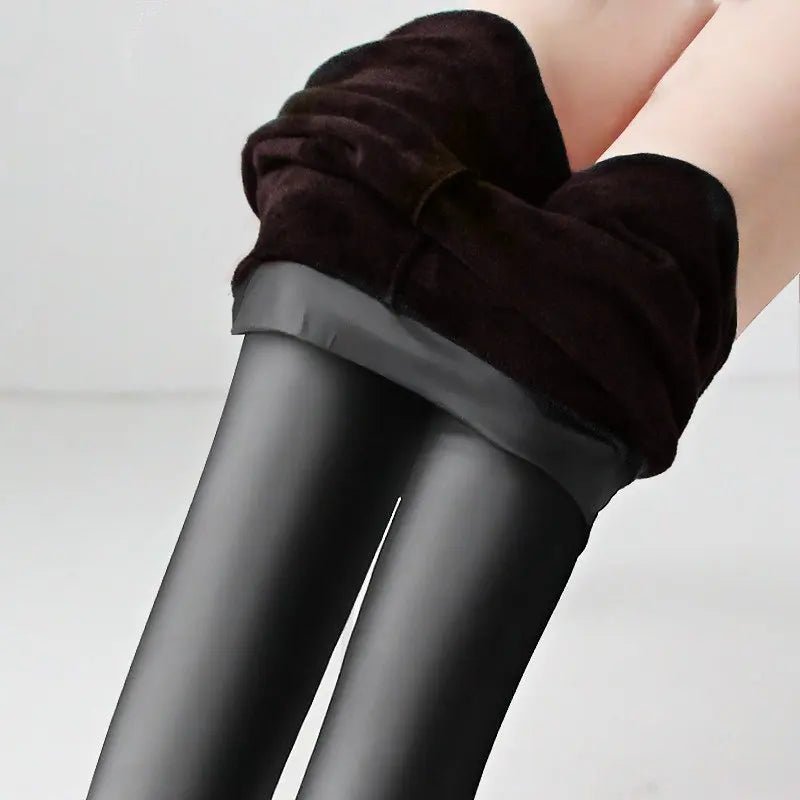 best Winter Warm 100kg Fat MM Plus Size Women Plus Velvet Solid Color Imitation Leather High Waist Pants Leggings 6XL Femme MZ1097 shop online at M2K Trends for