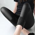 best Winter Warm 100kg Fat MM Plus Size Women Plus Velvet Solid Color Imitation Leather High Waist Pants Leggings 6XL Femme MZ1097 shop online at M2K Trends for