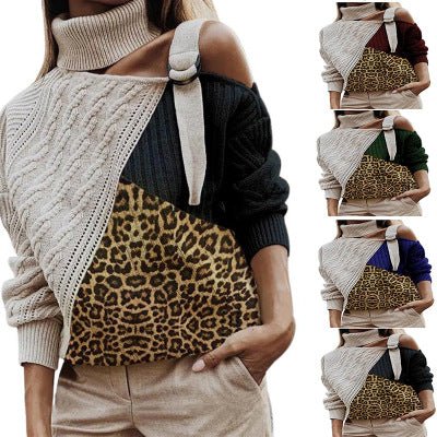 best Winter women sweater leopard stitching sweater 0 shop online at M2K Trends for