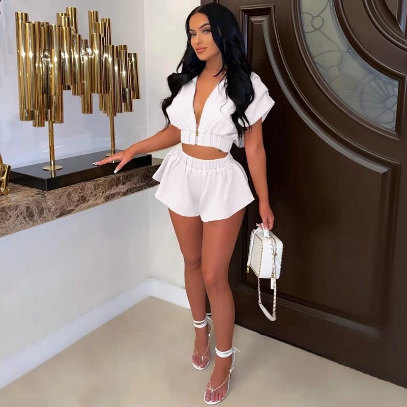 best Wishyear 2022 Two Piece Set Short Sleeve Crop Hooded Biker Shorts Sweatsuits Women Vacation Outfits Night Club Matching Sets 0 shop online at M2K Trends for