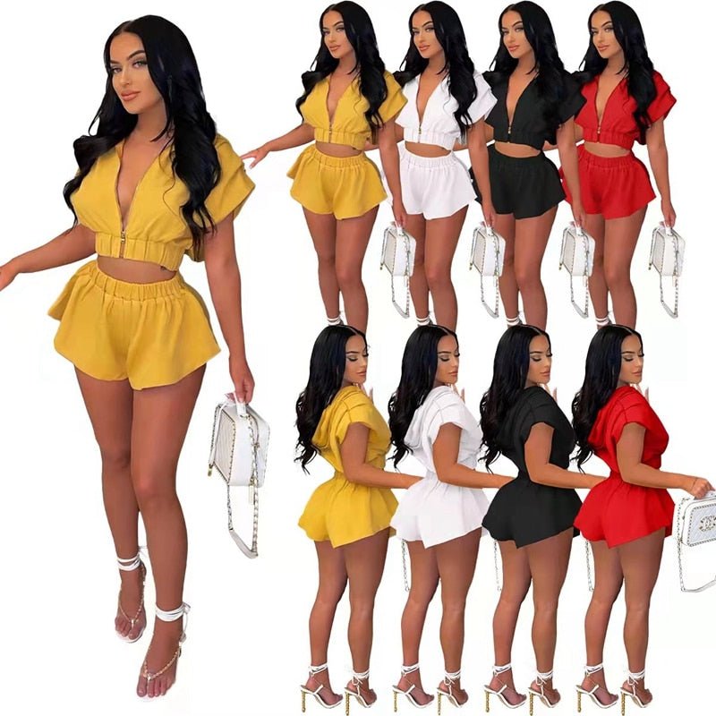 best Wishyear 2022 Two Piece Set Short Sleeve Crop Hooded Biker Shorts Sweatsuits Women Vacation Outfits Night Club Matching Sets 0 shop online at M2K Trends for