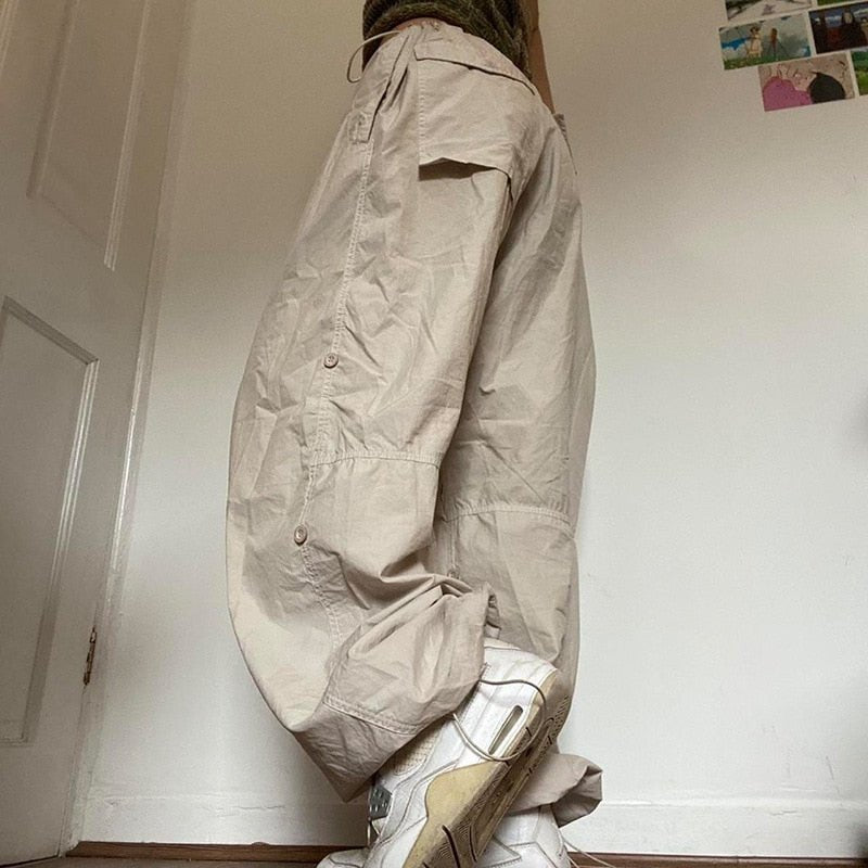 best Women Casual Joggers Tech Pants Oversized Solid Low Waist Drawstring Baggy Trousers Y2K Fashion Wide Leg Cargo Pants Streetwear 0 shop online at M2K Trends for