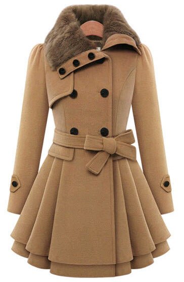 best Women classic Vintage Woolen Coat Double Buckle Slim Trench Coats Lady Fur Collar Peacoat Winter khaki windbreaker Outwear 5XL Jackets & Coats shop online at M2K Trends for Women classic Vintage Woolen Coat Double Buckle Slim Trench Coats Lady Fur Collar Peacoat Winter khaki windbreaker Outwear 5XL