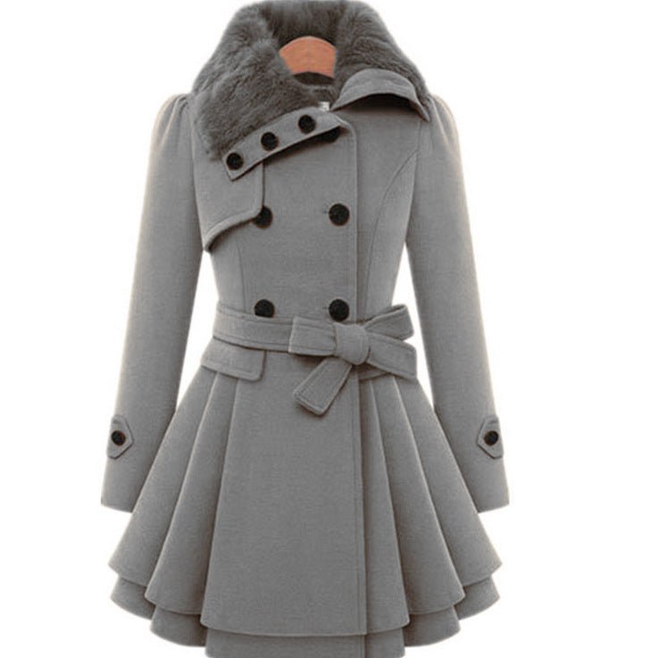 best Women classic Vintage Woolen Coat Double Buckle Slim Trench Coats Lady Fur Collar Peacoat Winter khaki windbreaker Outwear 5XL Jackets & Coats shop online at M2K Trends for Women classic Vintage Woolen Coat Double Buckle Slim Trench Coats Lady Fur Collar Peacoat Winter khaki windbreaker Outwear 5XL