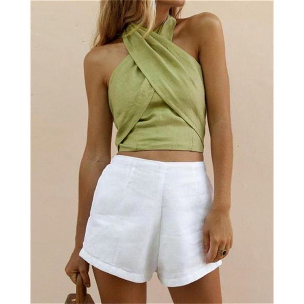 best Women Criss Cross Tank Summer Tops Sexy Sleeveless Halter Neck Top Solid Color Crop Top Bandage Vest Female Outwear Outfits 0 shop online at M2K Trends for