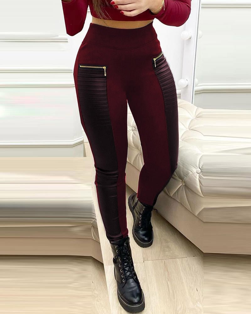 best Women Fashion Casual Pu Pants Women Trousers Pencil Pants Faux Leather Zipper Design High Waist PU Leather Pants 0 shop online at M2K Trends for