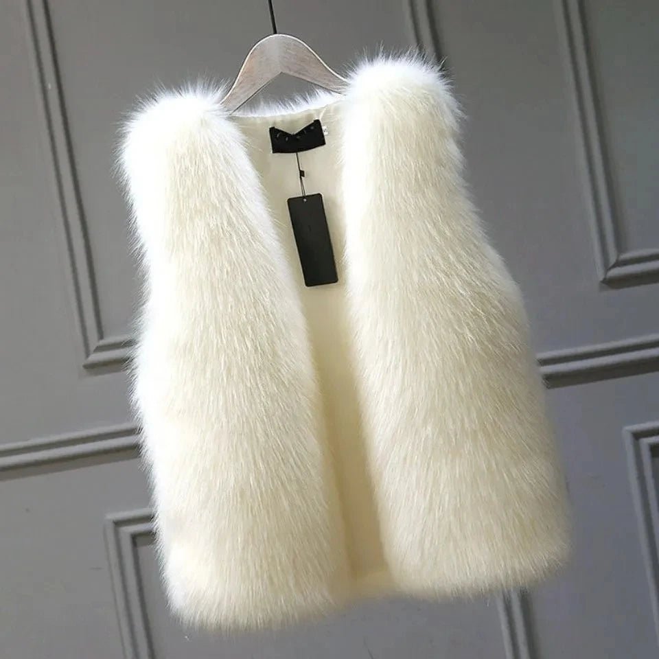 best Women Fur Vest 2023 New Female Waistcoat Faux Fox Fur Foat Winter Jackets Large Size Thickened Warm Sleeveless Outerwear Top shop online at M2K Trends for