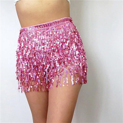 best Women Girls Mini Wrap Summer Sexy Skirt Women Belly Dance Hip Skirt Glitter Sequins Tassel Skirts Sundress 0 shop online at M2K Trends for