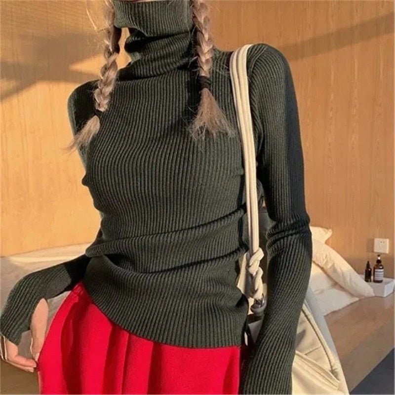 best Women heaps collar Turtleneck Sweaters Autumn Winter Slim Pullover Women Basic Tops Casual Soft Knit Sweater Soft Warm Jumper 0 shop online at M2K Trends for