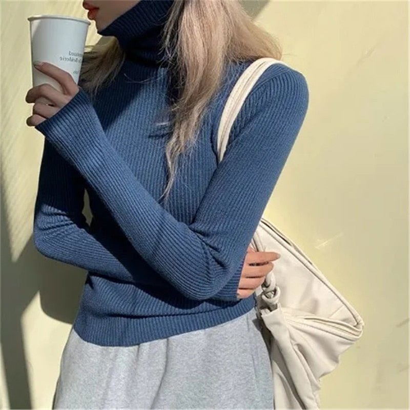 best Women heaps collar Turtleneck Sweaters Autumn Winter Slim Pullover Women Basic Tops Casual Soft Knit Sweater Soft Warm Jumper 0 shop online at M2K Trends for