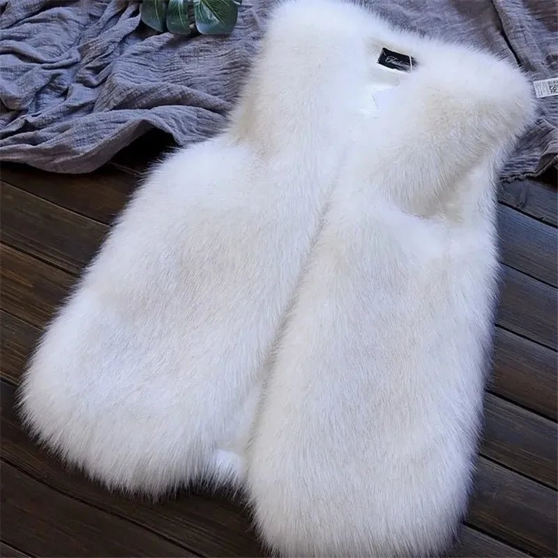 best Women Jacket Autumn Winter Imitation Fox Fur Sleeveless Coat Style Elegance Warm Faux Fur Vest Female Fake Fur Waistcoat Outwear shop online at M2K Trends for