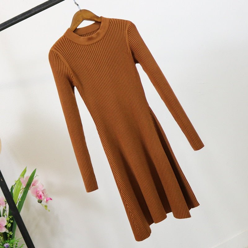 best Women Long Sleeve Sweater Dress Women's Irregular Hem Casual Autumn Winter Dress Women O-neck A Line Short Mini Knitted Dresses 0 shop online at M2K Trends for