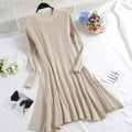 best Women Long Sleeve Sweater Dress Women's Irregular Hem Casual Autumn Winter Dress Women O-neck A Line Short Mini Knitted Dresses 0 shop online at M2K Trends for