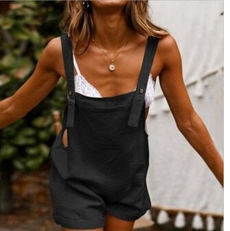 best Women Loose Style Overalls Boho Solid Color Square Collar Playsuits Sleeveless Rompers Summer Casual Clothes 0 shop online at M2K Trends for