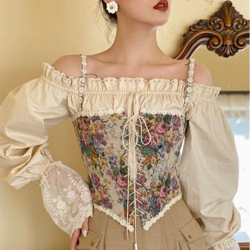 best Women Print Halter Tops Chic Bandage Floral Corset Shirts Elegant Designer French Vintage Sexy Style Party Club Ladies Top 0 shop online at M2K Trends for
