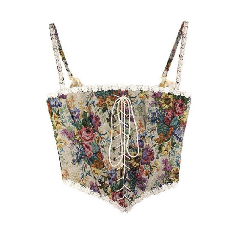 best Women Print Halter Tops Chic Bandage Floral Corset Shirts Elegant Designer French Vintage Sexy Style Party Club Ladies Top 0 shop online at M2K Trends for