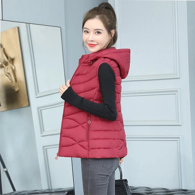 best Women Sleeveless Jacket New Autumn Winter Fashion Casual Female Warm Womens Vest Outerwear Ladies Removable Hooded Waistcoat shop online at M2K Trends for