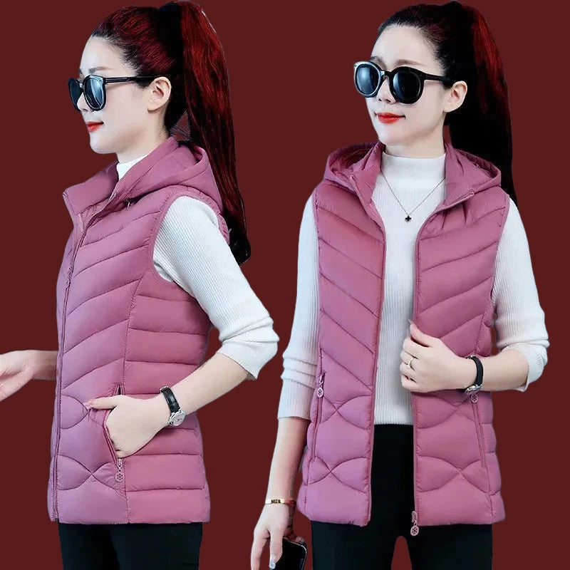 best Women Sleeveless Jacket New Autumn Winter Fashion Casual Female Warm Womens Vest Outerwear Ladies Removable Hooded Waistcoat shop online at M2K Trends for