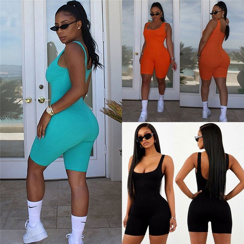 best Women Sleeveless Romper Jumpsuit Bodycon Bodysuit Slim Fit Sports Short Pants Clubwear Backless Biker Shorts Playsuit 0 shop online at M2K Trends for
