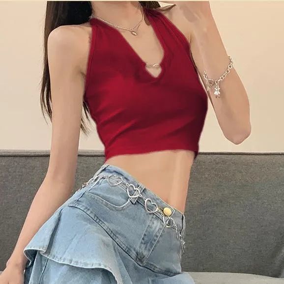 best Women Solid Color Sexy Cropped Tops Camis Chic Students Halter Club Holiday Fashion Summer High Street Mujer Camisole Sequined 0 shop online at M2K Trends for