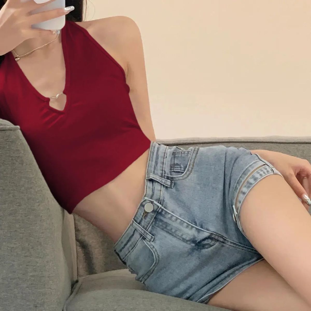 best Women Solid Color Sexy Cropped Tops Camis Chic Students Halter Club Holiday Fashion Summer High Street Mujer Camisole Sequined 0 shop online at M2K Trends for