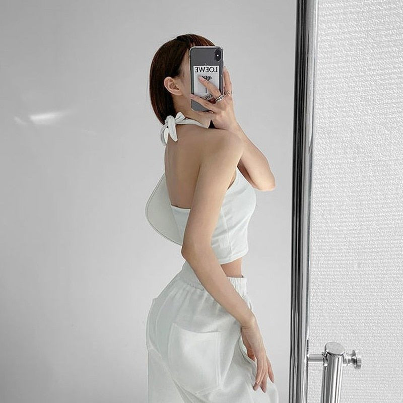 best Women Solid Color Sexy Cropped Tops Camis Chic Students Halter Club Holiday Fashion Summer High Street Mujer Camisole Sequined 0 shop online at M2K Trends for