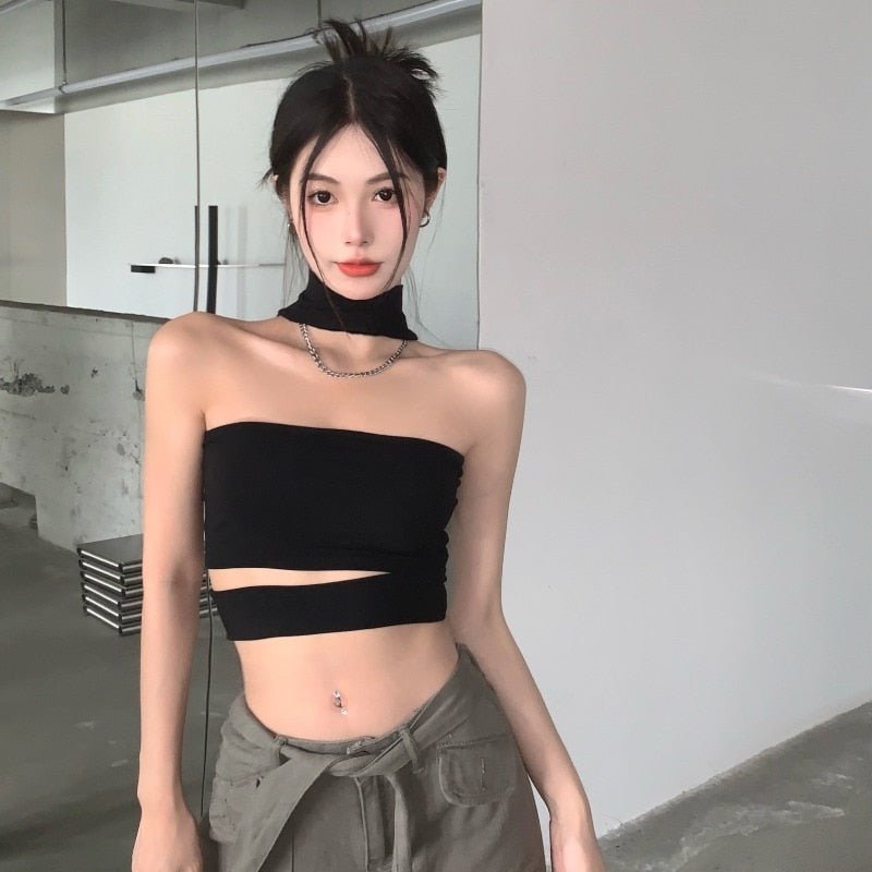 best Women Summer Crop Tops Female Halter Sleeveless Tops Slim Fit Summer Casual Solid Color Backless Crop Tube Tops Streetwear 0 shop online at M2K Trends for