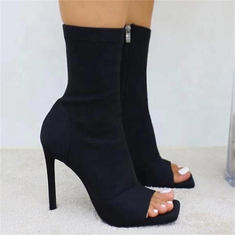best Women summer fashion sock high heel sandals solid color zipper sexy open toes high heels shoes Women Shoes shop online at M2K Trends for women`s shoes